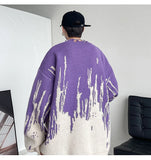 Aidase Purple sweater man Ripped Punk Knitted Sweaters Men Oversized Harajuku Streetwear Sweaters Winter Couples Fashion Knit Pullovers