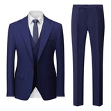 AIDASE  -  Korean-Style Slim-Fit Solid Color Suit Three-Piece Men's Wedding Dress Best Man Suit Business Career Ceremonial Clothing aidase-shop