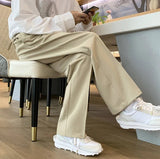 AIDASE  -  Fluid Khaki Trousers for Men Draped Wide Leg Man Suits Pants Formal High Quality Work Wear Tailoring Slacks Thin Casual Fashion aidase-shop