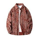 AIDASE  -  Lapel Collar Casual Shirt Jacket Retro Plaid Tie-dye Men's Cotton Shirt Coat Long Sleeve Casual Single Breasted 5Colors aidase-shop
