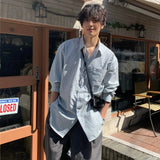 AIDASE  -  Unisex Casual Striped Relaxed-Fit Long Sleeve Shirt in Soft Sage, Classic Blue & Timeless Charcoal aidase-shop