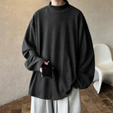 AIDASE  -  Autumn Half-high Neck Solid Color Sweatshirt Niche Retro Bottoming Shirt Fashion Casual Pullover Long-sleeved Women Men Clothing aidase-shop