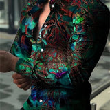 AIDASE  -  New Printed Casual Slim Fit Youth Men's Irregular Pattern Print Long Sleeve Shirt aidase-shop