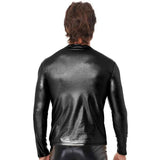AIDASE  -  Winter New Men's Solid Color Soft Patent Leather T-Shirt American Retro Fashion Trend High Street Loose Casual Niche Men's Tops aidase-shop