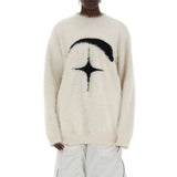 Aidase Men Casual Knitted Sweater New Autumn Winter Genderless Street Soft Four-Pointed Star Pattern Loose Couple Loose Top Unisex