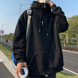 AIDASE  -  Men'S High Neck Hooded Sweatshirt Stand High Street Spring And Long Sleeved Handsome Loose Top Hooded Sweat Shirt aidase-shop