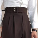 Aidase Naples Double Fold High Waist Linen Suit Pants For Men Summer Breathable Straight Leg Office Trousers Men Pantalon Costume Homme aidase-shop