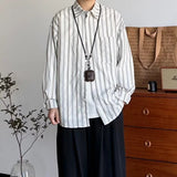 AIDASE  -  Loose Long Sleeve Men's Shirt Retro Vertical Stripes Color Block Spring Outerwear Casual Style Breathable Cool Sensation aidase-shop