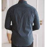 Aidase Casual Blue Stripe Shirt Men's Business Versatile Non Iron Naples Italian Splayed Collar Long Sleeved Gentleman Fashion Shirt aidase-shop