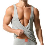 AIDASE  -  Sleepwear Loose Comfort Soft Tank Tops Men Sexy Wrap Deep V Neck Sleeveless Vest Shirts Mens Summer Casual Solid Color Camisoles aidase-shop