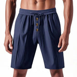 AIDASE  -  Cross-border men's loose American linen beach casual washed button five-point sports shorts men aidase-shop