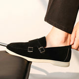 AIDASE  -  Suede Leather Men's Business Casual Shoes Handmade Double Buckle Loafers Leisure Slip on Flats Outdoor Male Driving Moccasins aidase-shop
