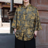 AIDASE  -  Chinese Style Thin Light Luxury Retro Men National Trend Large Size Loose Ice Silk Shirt Men's Jacquard Fashion Trend Tang Suit aidase-shop