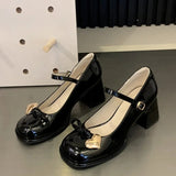 AIDASE  -  New Women Mary Jane Shoes Sweet Round Head High Heels for Woman Fashion Patent Leather Casual Shoes Designer Shoes Zapatos Mujer aidase-shop