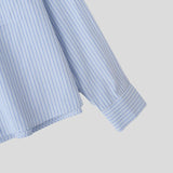 AIDASE  -  Men Striped Shirt Lapel Long Sleeve Button Casual Men Clothing Loose Streetwear 2025 Korean Style Fashion Male Shirts aidase-shop