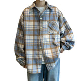 Aidase Men 2024 Spring Summer Fashion Checkered Turn-down Collar Tops T-Shirt Men Clothing Casual Loose Long Sleeve Button Shirts aidase-shop