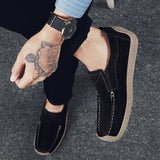 AIDASE  -  Square-toe Loafers Non-slip Outdoor Moccasins Driving Shoes Daily Commute Men Casual Shoes Suede Leather Men Wedding Shoes aidase-shop