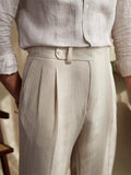 AIDASE  -  Casual Solid Color Pleated High Waist Trousers 2025 Spring Fall Trendy Men's Slim Fit Straight Pants Naples Style Trousers Mens aidase-shop
