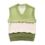 Aidase Sweater Vest Men Fashion All-match Youthful Autumn V-neck Patchwork Popular Unisex Sleeveless Japanese Style Vitality Streetwear