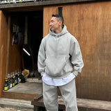 Aidase Hooded Sweatshirt Men's Autumn Winter Velvet Two-piece Set American Oversize Loose Casual Sweatpants Suit Aesthetic Streetwear aidase-shop
