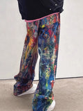 AIDASE  -  Casual Wide Leg Jeans Men Women Print Loose Long Trousers Straight Leg Pants Spring Summer Design Graffiti Paintings aidase-shop