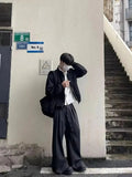 AIDASE  -  Japanese Style Men's Casual Pants Loose Fit Straight Leg Drapey Button Detailing Spring Autumn New Arrival aidase-shop