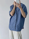 AIDASE  -  Men's Textured Cuban Collar Shirt Casual Oversized Short Sleeve Button Down Loose Fit Summer Top aidase-shop