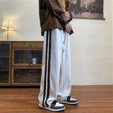 Aidase Loose Coffee Corduroy Pants Men Women Drawstring Striped Wide Leg Pants Autumn Casual Easy Care Anti-wrinkle Mopping Trousers aidase-shop