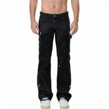 AIDASE  -  Four Seasons European American Fashion Men Black Grey Blue Solid Color Straight Simple Basic Casual Denim Trousers Male Jeans aidase-shop