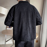 Aidase Male Fashion Coat Spring Autumn Men Corduroy Jacket Slim Fit Vintage Jacket Male Casual Zipper Coats Fashion Solid Color Outwear