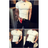 AIDASE  -  Men's Slim Fit Cotton Fitness T-Shirt Short Sleeve Polo Neck Embroidery Workout Tee aidase-shop