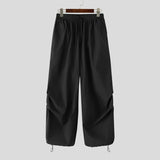 AIDASE  -  Men Cargo Pants Solid Color Drawstring Joggers Casual Trousers Men Oversize Streetwear 2025 Fashion Male Thin Long Pants aidase-shop