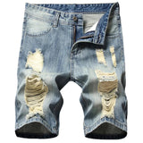 AIDASE  -  Retro Ripped Men's Denim Shorts Streetwear Hip Hop High Street Fashion Casual Short Jeans Male Stretch Straight Ripped Shorts aidase-shop