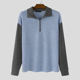AIDASE  -  Men Pullovers Patchwork Lapel Long Sleeve Knitted Spring Autumn Casual Male Sweater Zipper Streetwear Men Clothing S-5XL aidase-shop