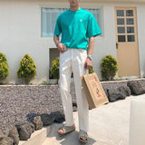 AIDASE  -  Summer New Man Ins Korean Streetwear Elegant Tees Casual Fashion High Street Cotton Loose Half Sleeve O-Neck T-shirt HK5146 aidase-shop