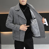 Aidase men's winter outfits Brand Winter Wool Jacket for Men Fashion Zipper Motorcycle Coat Plaid Casual Business Trench Coat Social Streetwear Overcoat aidase-shop