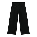 AIDASE  -  Korean New Fashion Men's Solid Color Simple Basic Casual Trendy Daily Wide Leg Straight Denim Trousers Male Jeans Pants Clothes aidase-shop