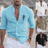 AIDASE  -  Elegant Classic Fit Men'S Plaid Shirt Men Printing Casual Plus Size Loose Shirt Stand Long Sleeve Shirt Camisas De Hombre aidase-shop
