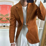 Aidase British Style Men Italian Linen Wide Collar Versatile Blazer Hombre Suit Chaqueta Hombre Prom Blazer Men Blazer Vintage Burgundy aidase-shop
