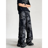 AIDASE  -  Retro Chinese Design Embroidered Dragon Pattern Loose Casual Straight Leg Slimming Long Jeans for Men New Trendy Style aidase-shop
