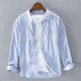 AIDASE  -  Elegant Fashion Harajuku Slim Fit Ropa Hombre Loose Casual Sport All Match Outerwear Square Neck Button Stripe Long Sleeve Blusa aidase-shop