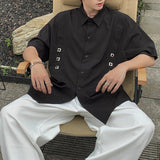 AIDASE  -  Summer New Men's Solid Color Stitching Short-Sleeved Shirt Korean Style Fashion Trend Street Loose Casual Simple Men's Tops aidase-shop
