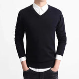 AIDASE  -  Slim Fit V-Neck Pullover Sweater Casual Business Men's Shirt Inner Wear Autumn Collection Fashionable Youth Solid Color Base Lay aidase-shop