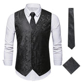 AIDASE  -  Men's Paisley Floral Embroidered Vest Suit Waistcoat with Tie New Autumn Fashion European Size Business Formal Dress aidase-shop