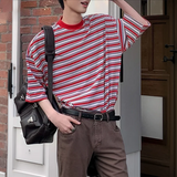 AIDASE  -  Men T Shirt Striped Summer O-neck Short Sleeve Male Tee Tops Streetwear Korean Style Fashion Casual Men Clothing aidase-shop