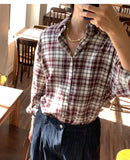AIDASE  -  Oversized Men's Plaid Long Sleeve Korean Style Shirt, Trendy Loose Plaid Shirt, Handsome Jacket, Unisex American Retro Plaid aidase-shop
