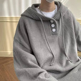 AIDASE  -  Men's Hoodie Knitwear Casual Autumn Winter Style Slimming Meat Covering Grey Simple Design Versatile Loose Fit Sweatshirt aidase-shop