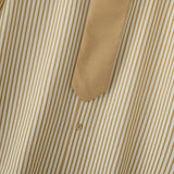 AIDASE  -  Men Striped Shirt Lapel Long Sleeve Korean Style Men Clothing With Tie Streetwear Loose Fashion Casual Tops Male Shirts aidase-shop