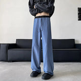 AIDASE  -  Autumn Men's Wide-Leg Pants Contrast Waist Drawstring Casual Trousers aidase-shop