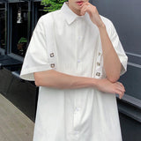 AIDASE  -  Summer New Men's Solid Color Stitching Short-Sleeved Shirt Korean Style Fashion Trend Street Loose Casual Simple Men's Tops aidase-shop